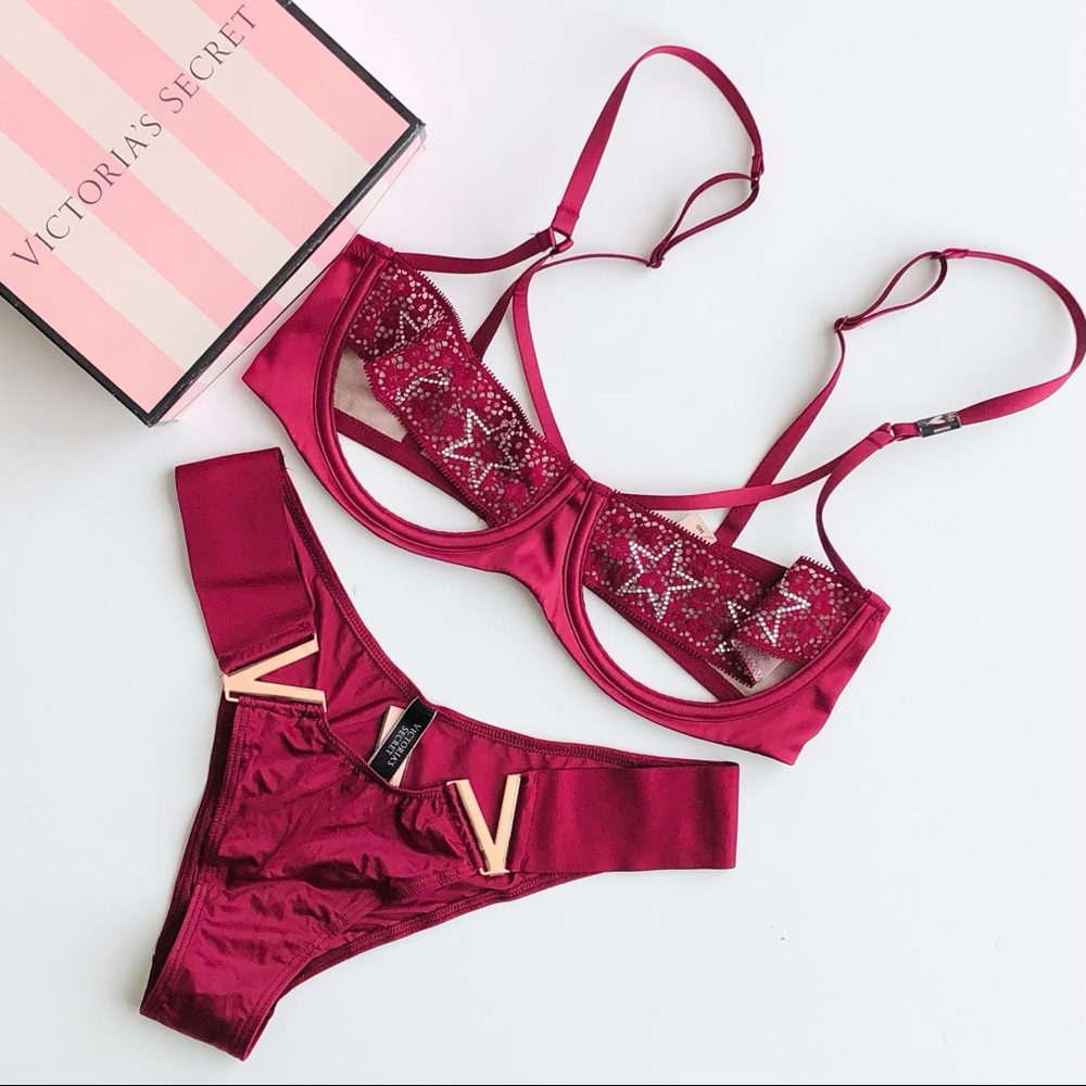 34DD/MEDIUM Victoria’s Secret red lingerie set